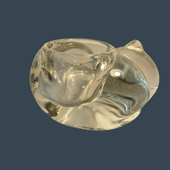Clear Glass Cat Tealight Candle Holder Paperweight - Picture 3 of 8
